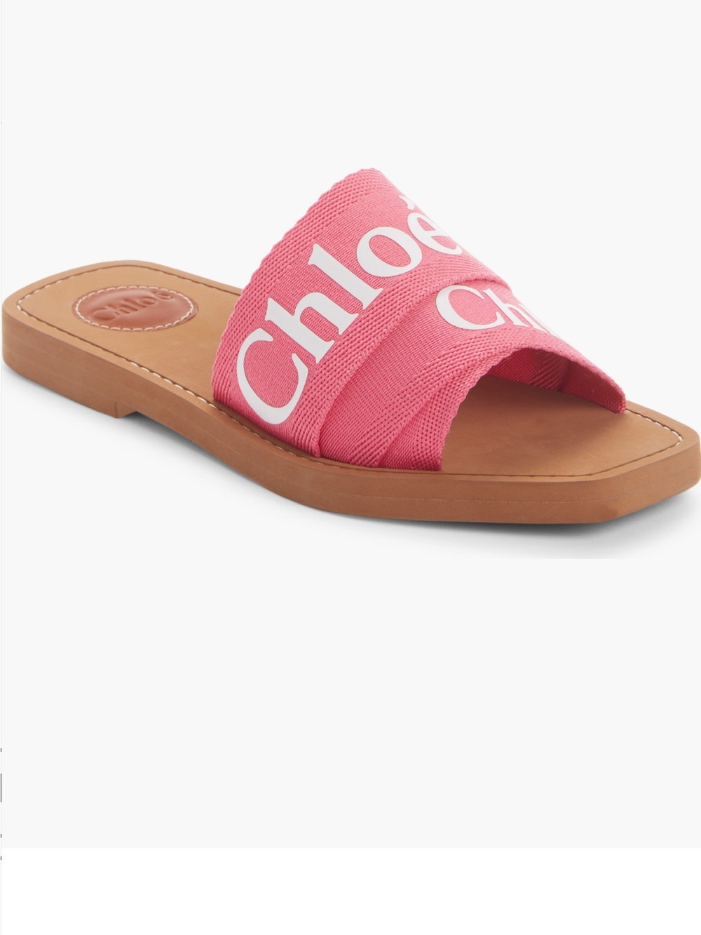 Chloe Logo  Web Band Slides Sandals Pink Eu 37 US 7 New & Authentic